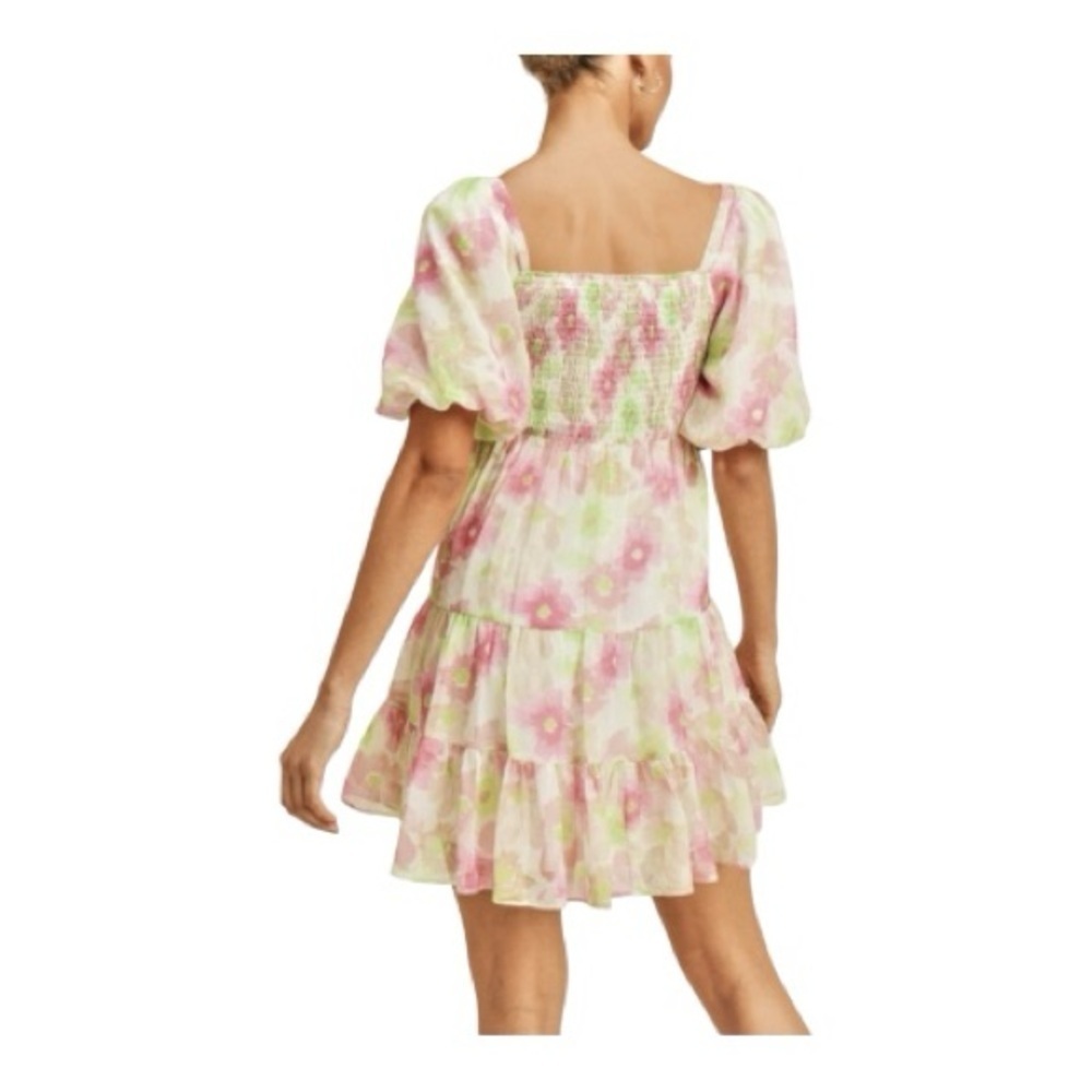 Reset by Jane NWT Watermelon Floral Balloon Sleeve Mini Dress M - Picture 3 of 10